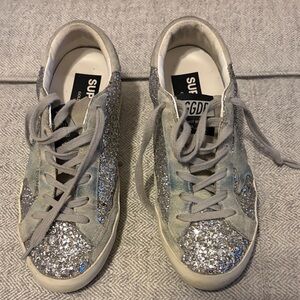 Golden Goose Silver Glitter Sneakers